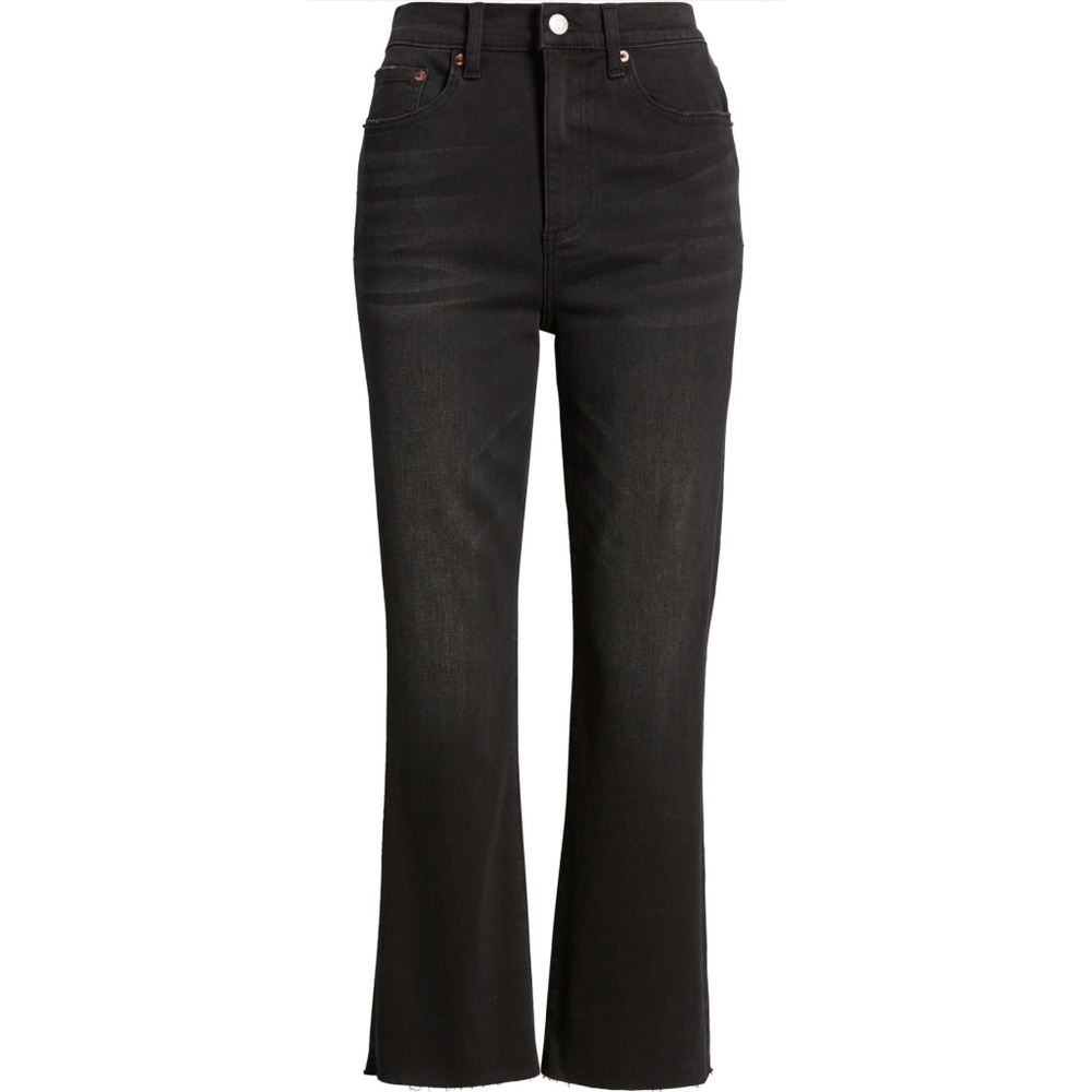 Pistola Lennon High Rise Crop Boot Cut Raw Hem Jeans Size 26 In Black NWT